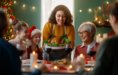 family celebrating Christmas