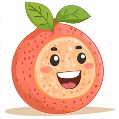 Obraz premium A cartoon guava with a cheerful face