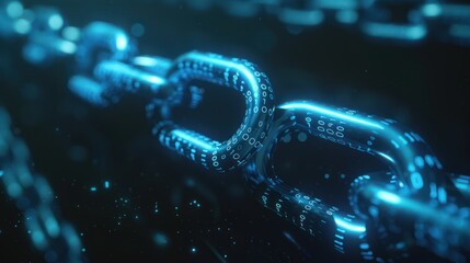 Abstract Blue Chain with Digital Code