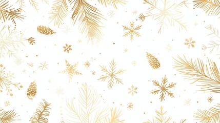 Vintage hand-painted watercolor gold pattern featuring snowflakes and icy textures, perfect for holiday decorations or holiday wallpaper 2026 - 2027.