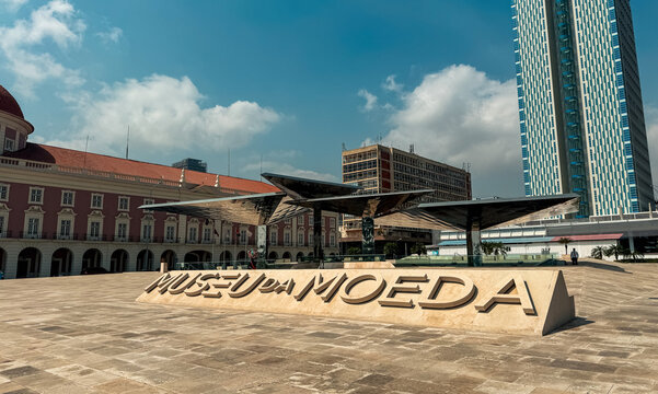Luanda, Angola - May 17, 2024: Exploring the Museu da Moeda in Luanda Angola with modern architecture and historical significance under a clear sky