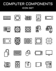 computer components icon set 