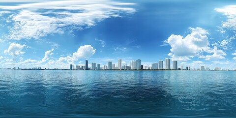 Fototapeta premium Downtown Miami Skyline Panorama. Majestic Florida Cityscape with Breathtaking Bay View