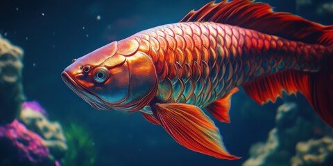 Dragon Fish: Red Arowana - Stunning Aquatic Beauty in Asian-Inspired Aquarium Art