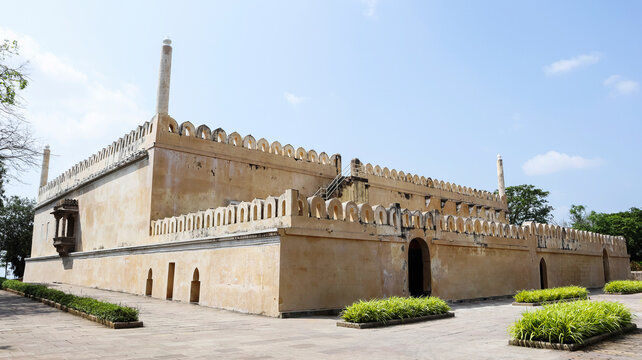 View of Ranakdevi Mahal inside the campus of Uparkot Fort, Junagadh, Gujarat, India.