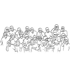 Group of people smiling together illustration vector isolated on white background
