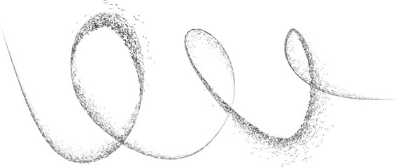 Distress black curve line .Graffiti art design . Squiggle curly stroke . Spray effect .Grunge curved line . Grainy, gritty textured line . Distressed curl element . Black curve stroke .vector
