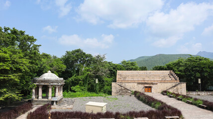 View of Jama Mosque from Ranakdevi Mahal, Uparkot Fort, Junagadh, Gujarat, India.