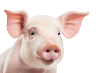 Portrait of pig isolated on a transparent background.