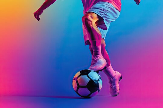 Soccer Player with a Neon Background