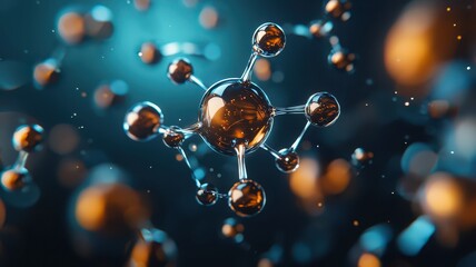 Caffeine Molecule Surrounded by Dynamic Energy Symbols Representing Its Stimulating Effects on the Mind and Body.
