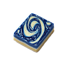 Abstract Swirl Pattern in Blue and Yellow on a Sponge-Like Surface