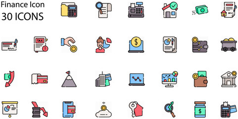 Set of Finance icons. Line art style icons bundle. vector illustration