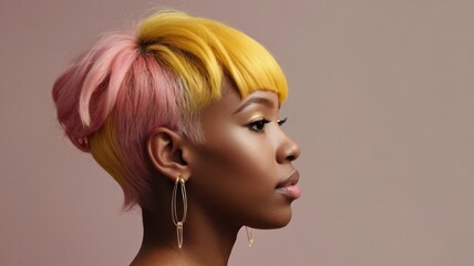 black woman with light yellow and pink hair