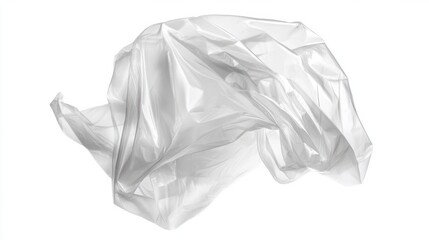 Fototapeta premium Clear plastic bag with slight crumples and wrinkles, isolated on white background