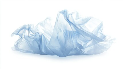 Obraz premium Crinkled plastic bag, showcasing detailed texture and wrinkles, isolated on white background