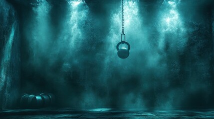 Mysterious Dark Room with a Hanging Weight