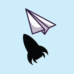 Paper Plane Space Cartoon Vector Icon Illustration. Science Transportation Icon Concept Isolated Premium Vector. Flat Cartoon Style	