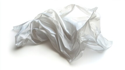 Fototapeta premium Crinkled plastic bag with soft shadows, creating a textured look, isolated on white background