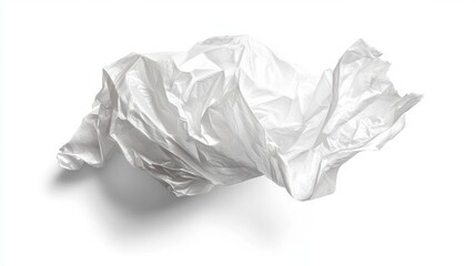 Obraz premium Crumpled plastic bag with a puffed shape, showing texture and soft shadows, isolated on white background
