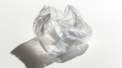 Obraz premium Crumpled plastic bag with soft shadows, isolated on white background