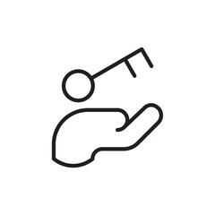 Hand key icon Flat line illustration