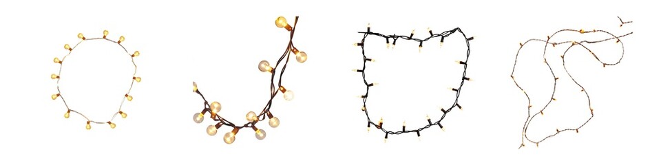 Set of string of small lights drop of isolated on transparent background