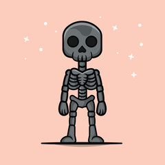 Cute Skull Cartoon Vector Icon Illustration. People Holiday Icon Concept Isolated Premium Vector. Flat Cartoon Style	