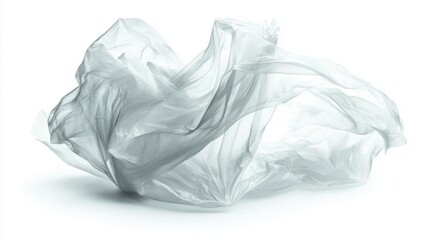 Obraz premium Crumpled plastic bag with visible texture and folds, isolated on white background