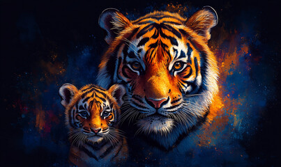 portrait of two tigers