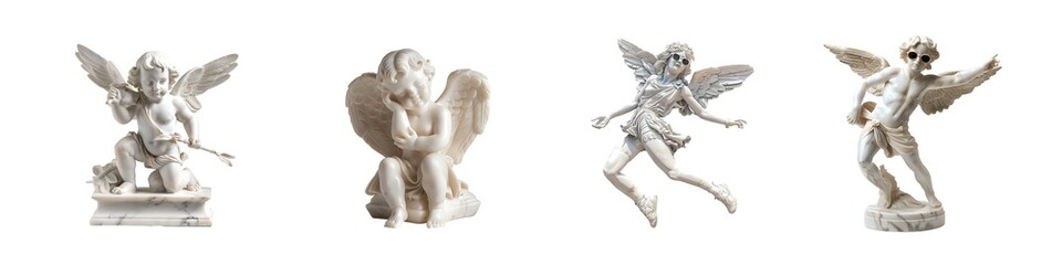 Set of Greek sculpture angle isolated on transparent background 