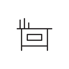 Teacher desk icon Flat line illustration