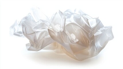 Plastic bag filled with air, creating a puffed-up shape, isolated on white background