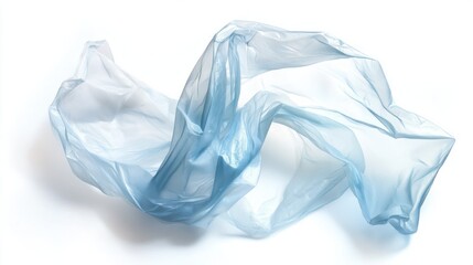 Fototapeta premium Transparent plastic bag with slight creases and soft shadows, isolated on white background
