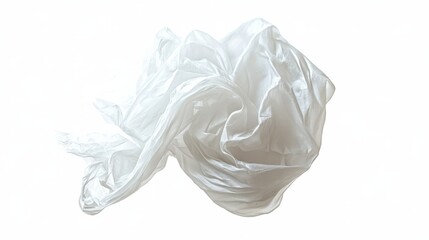 Fototapeta premium Wrinkled plastic bag, loosely folded, isolated on white background
