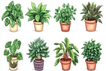 Fototapeta premium Collection of potted houseplants in various species and sizes ideal for home gardening indoor plant care and green living decor