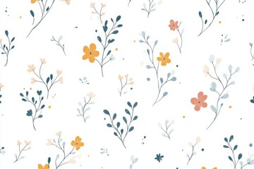 Soft floral pattern in pastel tones featuring delicate flowers and branches ideal for textiles wallpapers or nature themed home decor projects