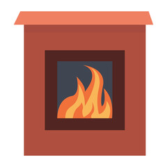 Vector illustration of a cozy fireplace with flames, perfect for home and interior decor designs that focus on warmth and comfort.