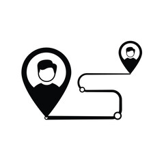 location icon. Location pin with avatar. simple design style. Travel, navigation, destination, delivery, target pictograms. Road map sign. vector template design