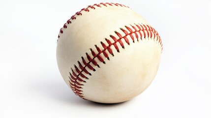Brand new baseball with perfect stitching and smooth leather, isolated on white background