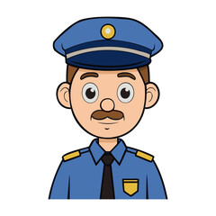 Cartoon policeman, profession, vector illustration, funny style