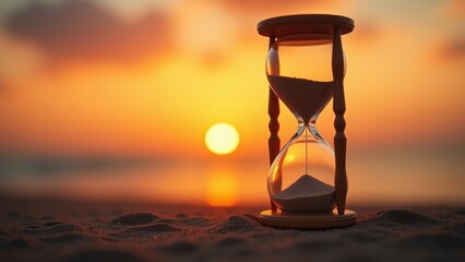 Time Flows: An Hourglass Silhouette Against a Stunning Sunset