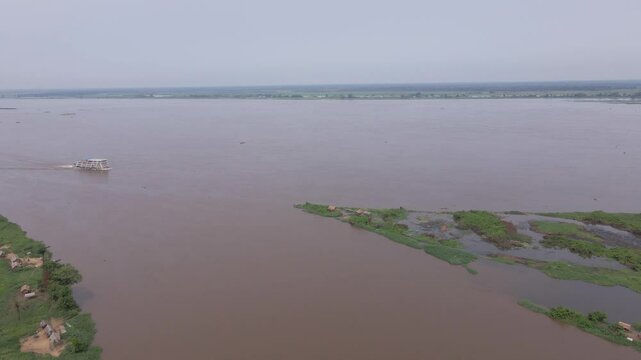 Aerial view over a village on the edge of the Congo Basin rainforest in the democratic republic of Congo
