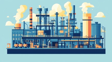 Industrial landscape featuring a complex of factories and smokestacks.