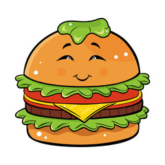 Funny delicious hamburger with cheese