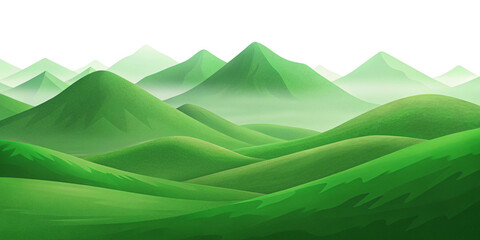Obraz premium Lush green hills roll beneath majestic mountains, Cut Out.
