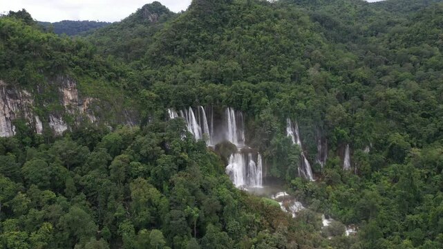 Thi Lor Su famous waterfall in Tak province Thailand.