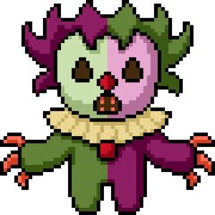 pixel art of scary horror clown