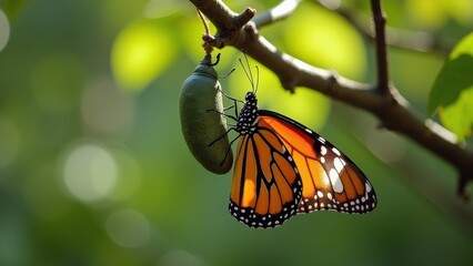 Metamorphosis: Butterfly Emerging from its Cocoon