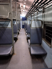 Fototapeta premium Empty Seats of a general coach in Indian Railways